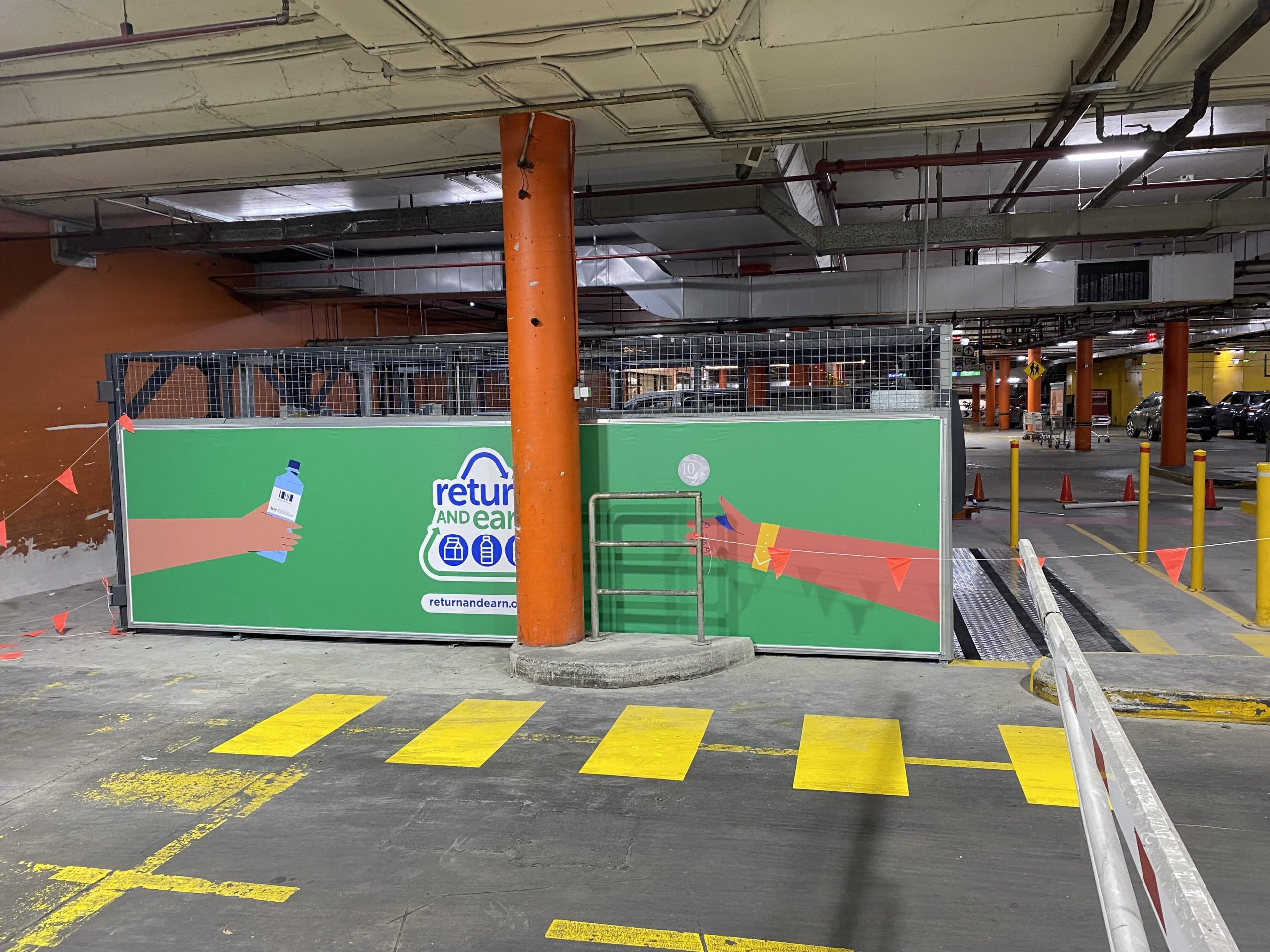 Return and Earn machine in underground carpark